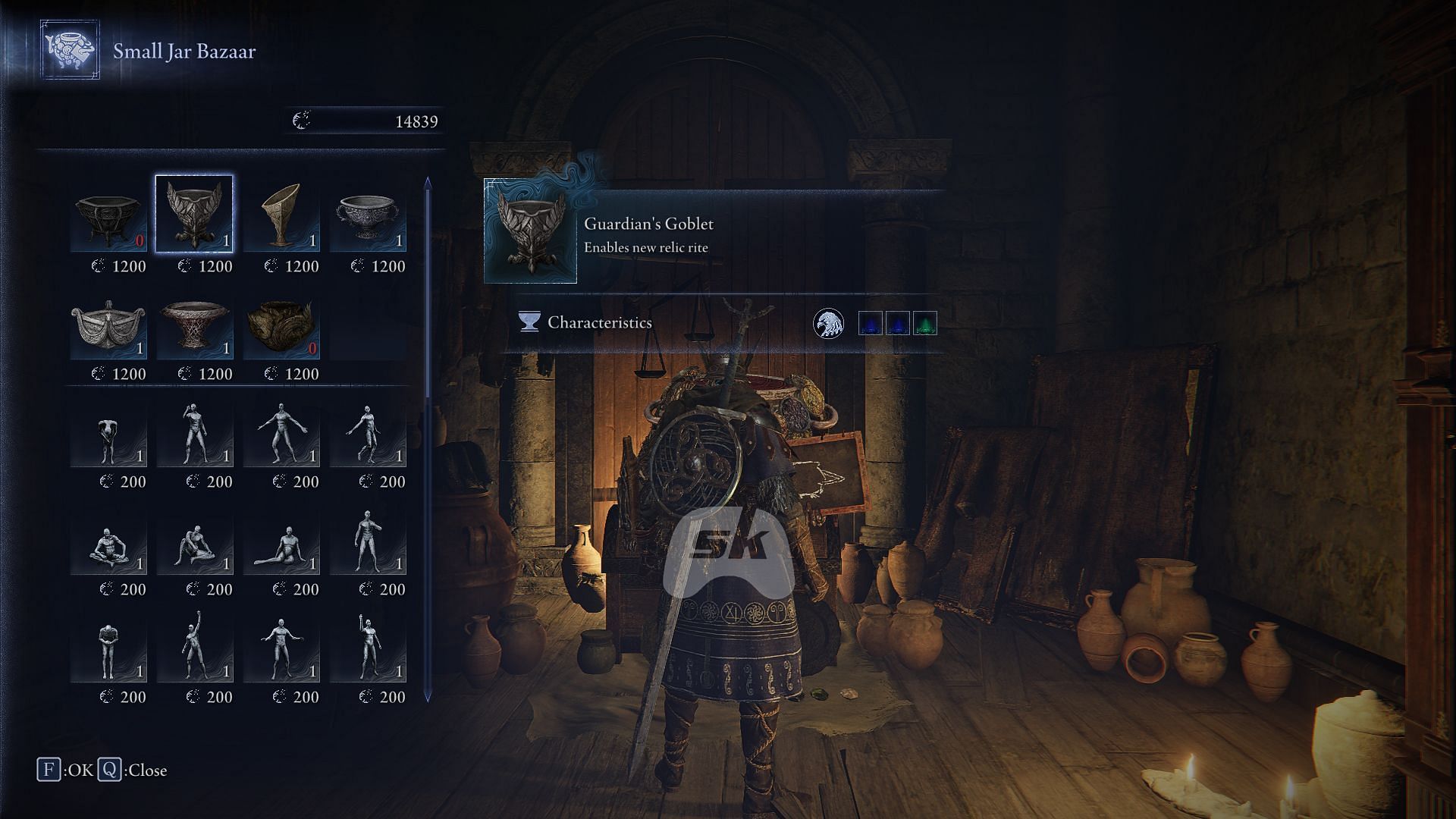 Get additional Relic vessels from the Small Jar Bazaar (Image via Sportskeeda Gaming || FromSoftware)